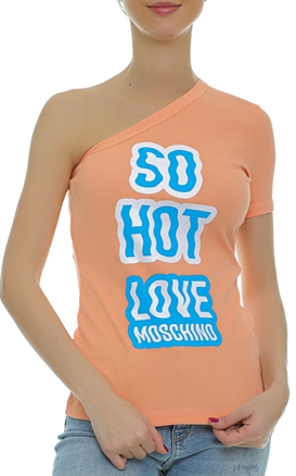 LOVE MOSCHINO-Tricou asimetric cu logo grafic
